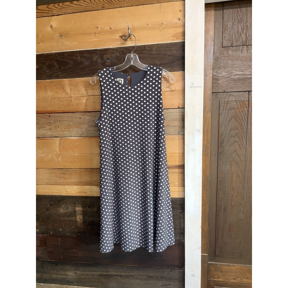 Anne Klein Polka Dot Swing Dress Gray White Polka Dots Classic Preppy - Picture 7 of 7